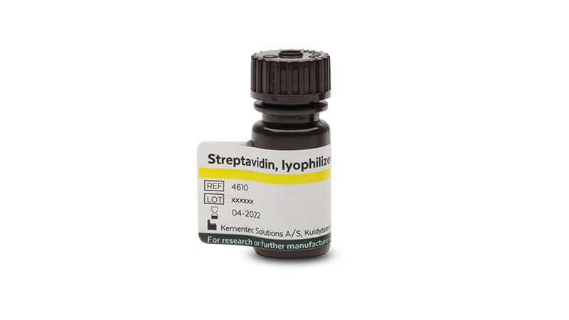 Small brown laboratory bottle with Kementec Solutions Streptavidin